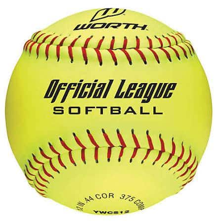 images (17) توپ سافتبال "ورث" (Worth) مدل Official League - سایز ۱۲ اینچ - Image 1